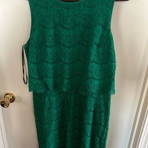 Anne Klein green lace midi dress